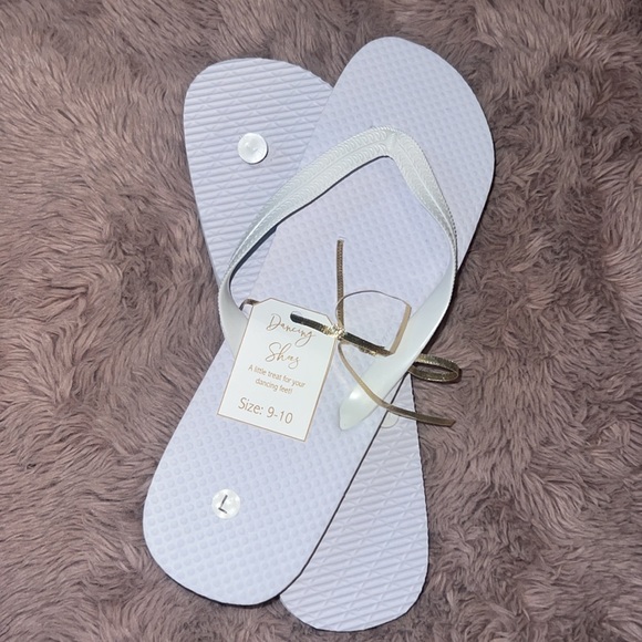 White plain flip flops sandals Dancing shoes take off heels to dance size 9-10 L - Picture 6 of 10